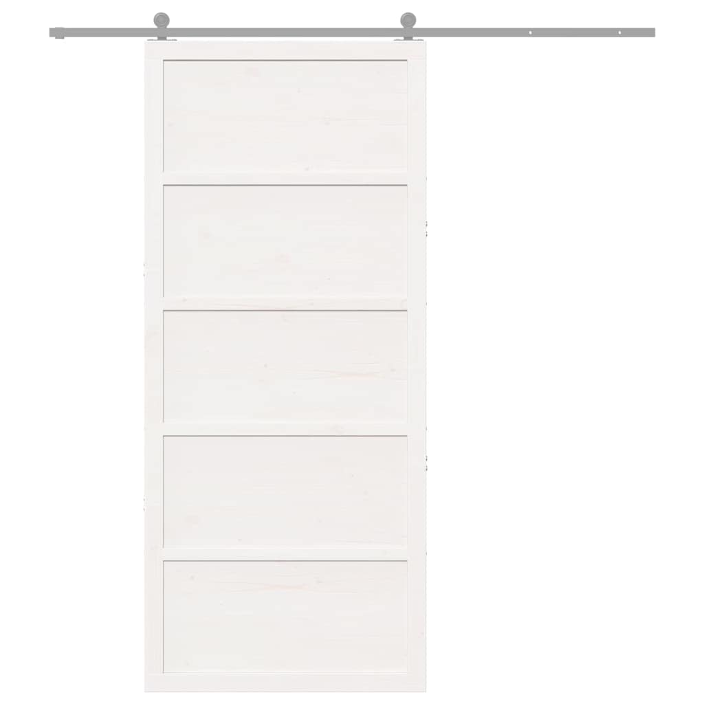 Barn Door White 90 x 2.5 x 208 cm Solid Pine Wood