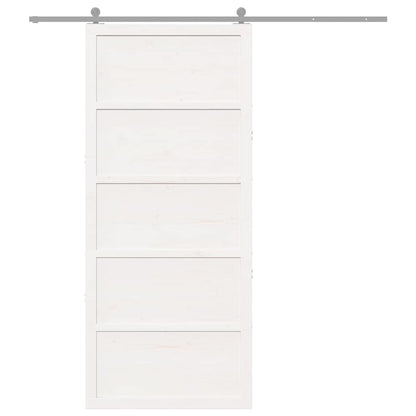 Barn Door White 90 x 2.5 x 208 cm Solid Pine Wood