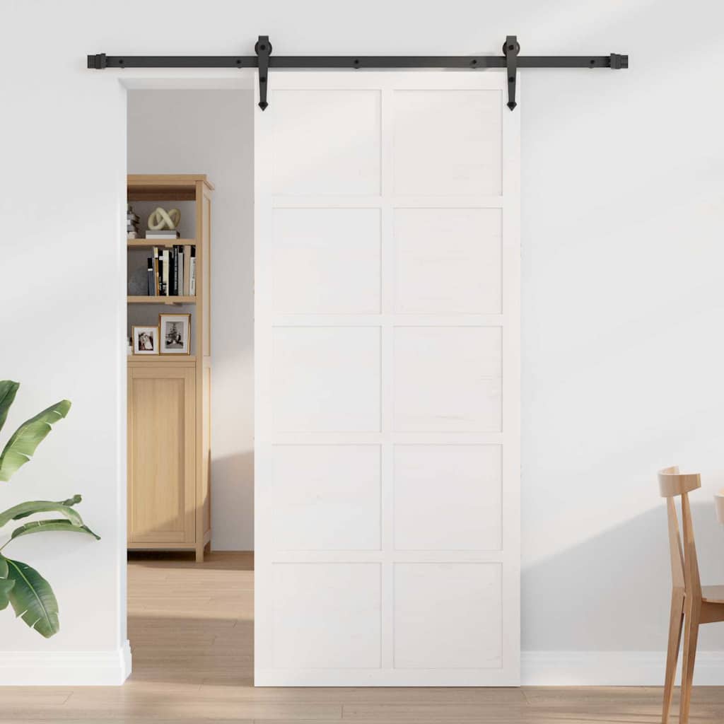 Barn Door White 80 x 2.5 x 208 cm Solid Pine Wood