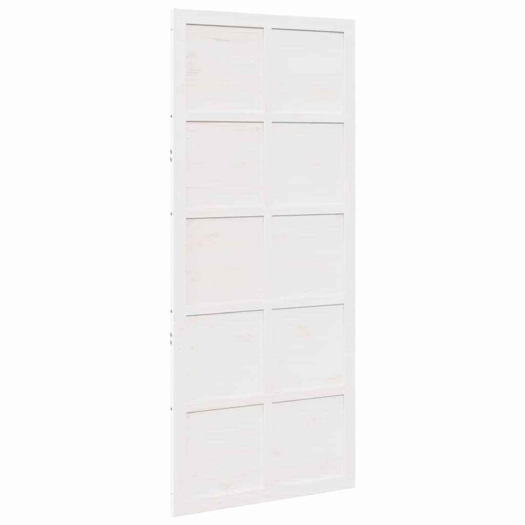 Barn Door White 80 x 2.5 x 208 cm Solid Pine Wood
