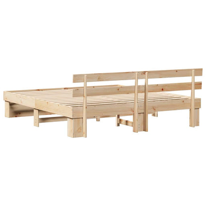 Bed Frame with Headboard Brown 180 x 200 cm Solid Pine Wood