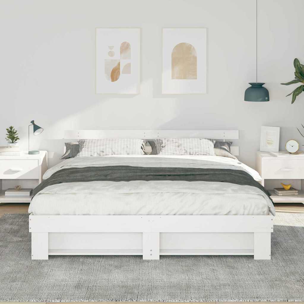 Bed Frame with Headboard White 180 x 200 cm Solid Pine Wood