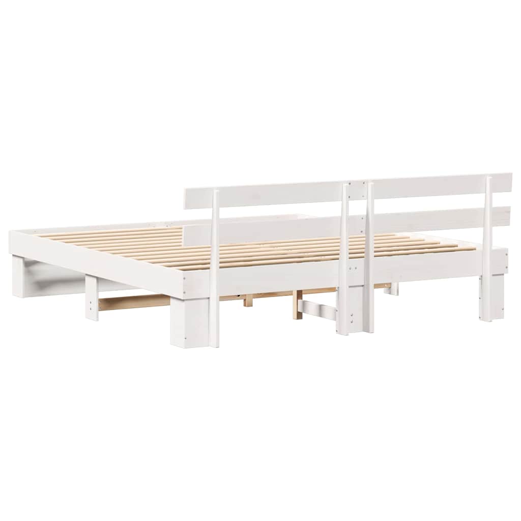 Bed Frame with Headboard White 180 x 200 cm Solid Pine Wood