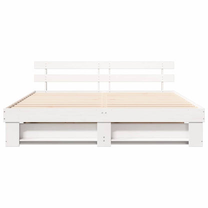 Bed Frame with Headboard White 180 x 200 cm Solid Pine Wood