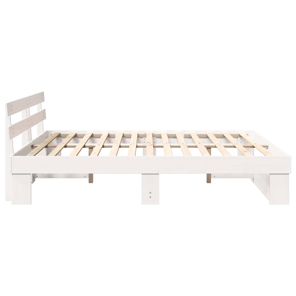 Bed Frame with Headboard White 180 x 200 cm Solid Pine Wood