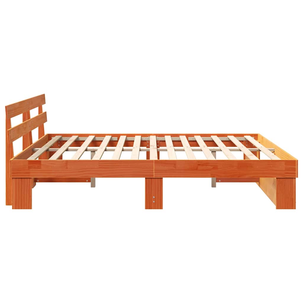 Bed Frame with Headboard Brown 180 x 200 cm Solid Pine Wood