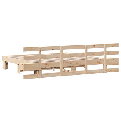 Bed Frame with Headboard Brown 200 x 200 cm Solid Pine Wood