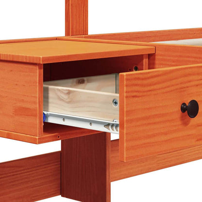 Bed Frame with Headboard Brown 200 x 200 cm Solid Pine Wood