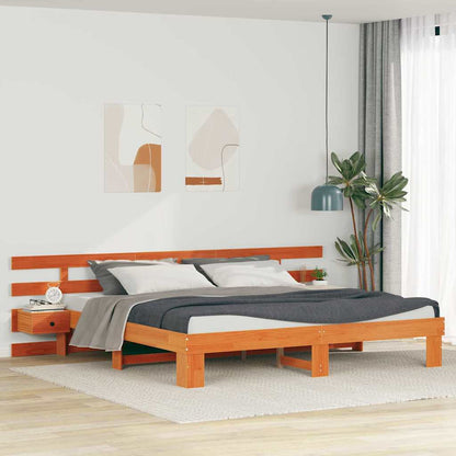 Bed Frame with Headboard Brown 200 x 200 cm Solid Pine Wood