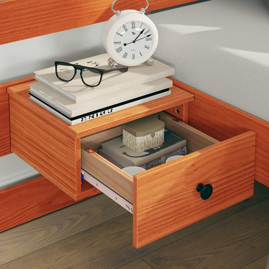 Bed Frame with Headboard Brown 200 x 200 cm Solid Pine Wood