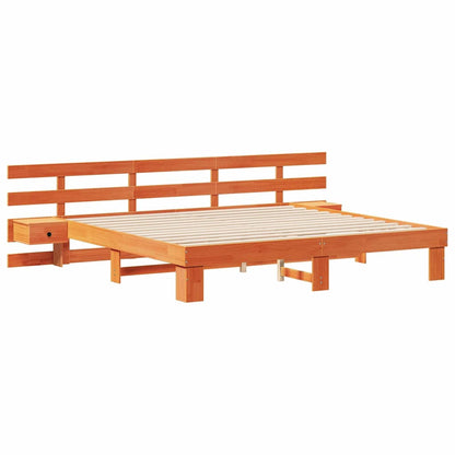 Bed Frame with Headboard Brown 200 x 200 cm Solid Pine Wood