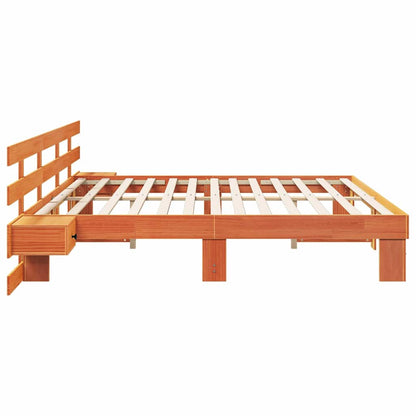 Bed Frame with Headboard Brown 200 x 200 cm Solid Pine Wood