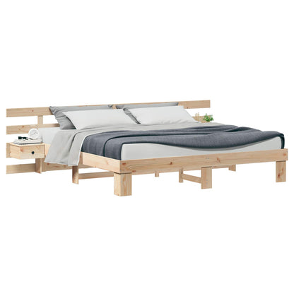 Bed Frame with Headboard Brown 180 x 200 cm Solid Pine Wood
