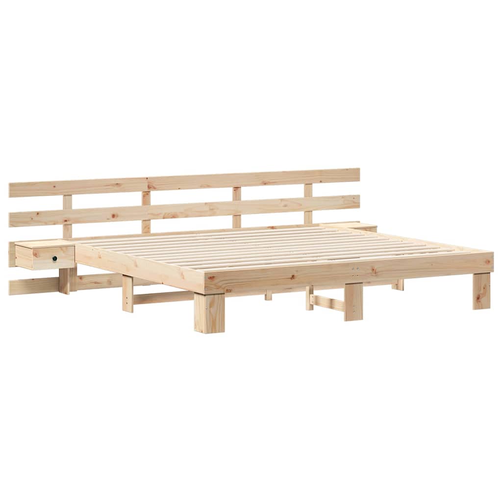 Bed Frame with Headboard Brown 180 x 200 cm Solid Pine Wood