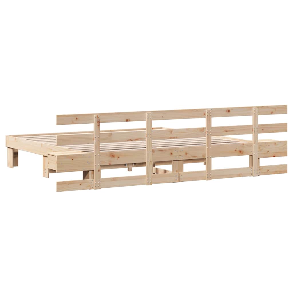 Bed Frame with Headboard Brown 180 x 200 cm Solid Pine Wood