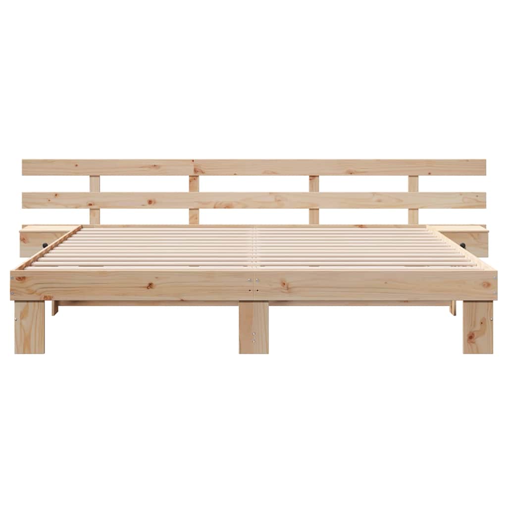 Bed Frame with Headboard Brown 180 x 200 cm Solid Pine Wood