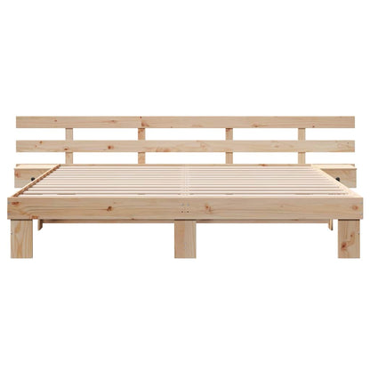 Bed Frame with Headboard Brown 180 x 200 cm Solid Pine Wood