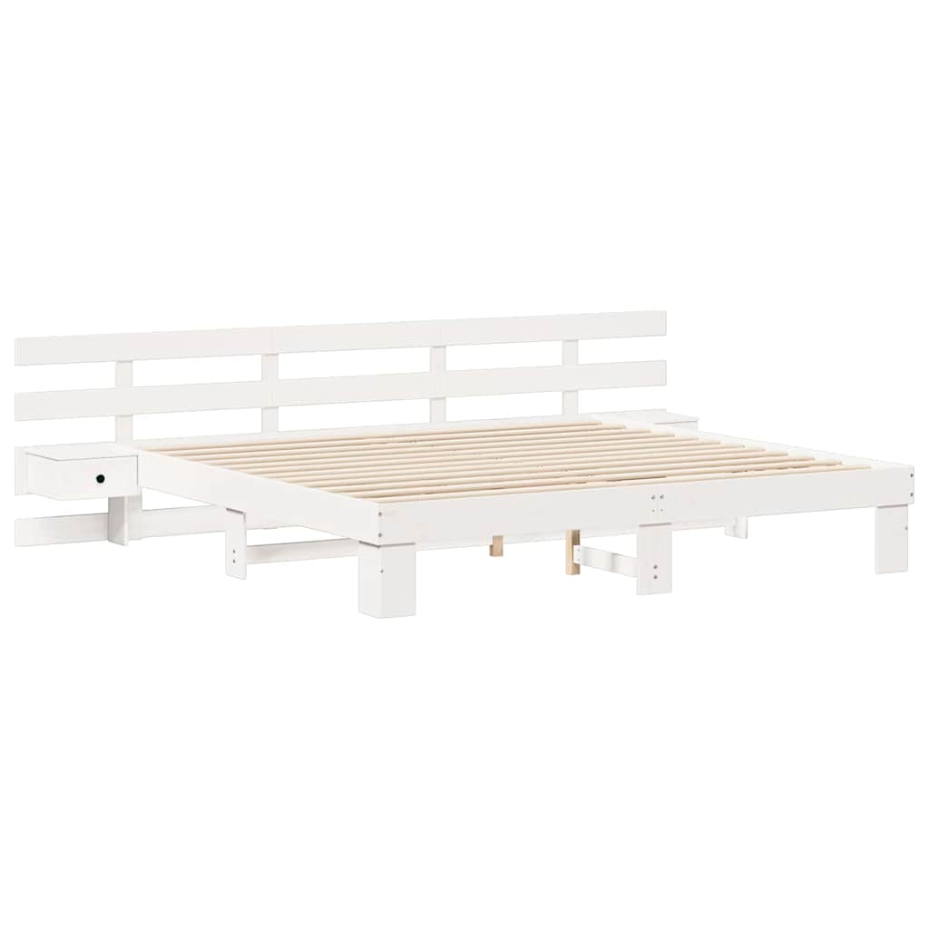 Bed Frame with Headboard White 180 x 200 cm Solid Pine Wood
