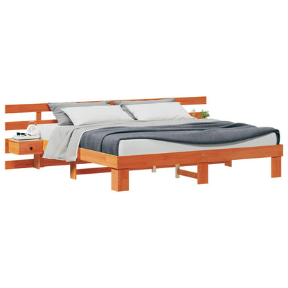 Bed Frame with Headboard Brown 180 x 200 cm Solid Pine Wood