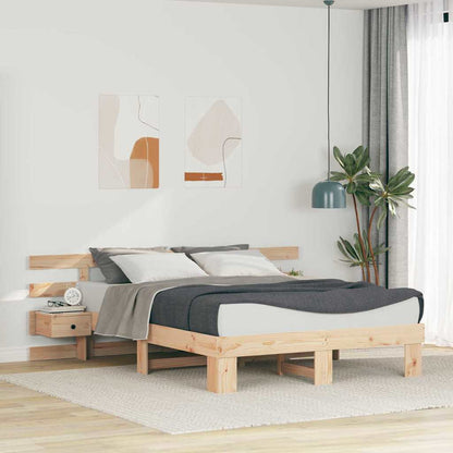 Bed Frame with Headboard Brown 160 x 200 cm Solid Pine Wood