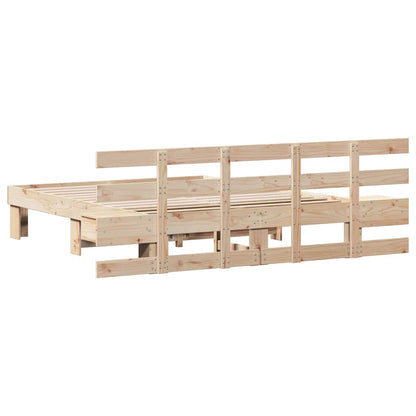 Bed Frame with Headboard Brown 160 x 200 cm Solid Pine Wood