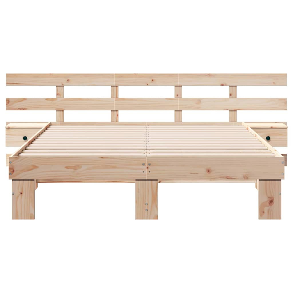 Bed Frame with Headboard Brown 160 x 200 cm Solid Pine Wood