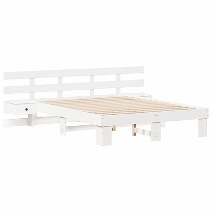 Bed Frame with Headboard White 160 x 200 cm Solid Pine Wood