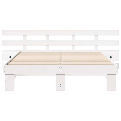 Bed Frame with Headboard White 160 x 200 cm Solid Pine Wood