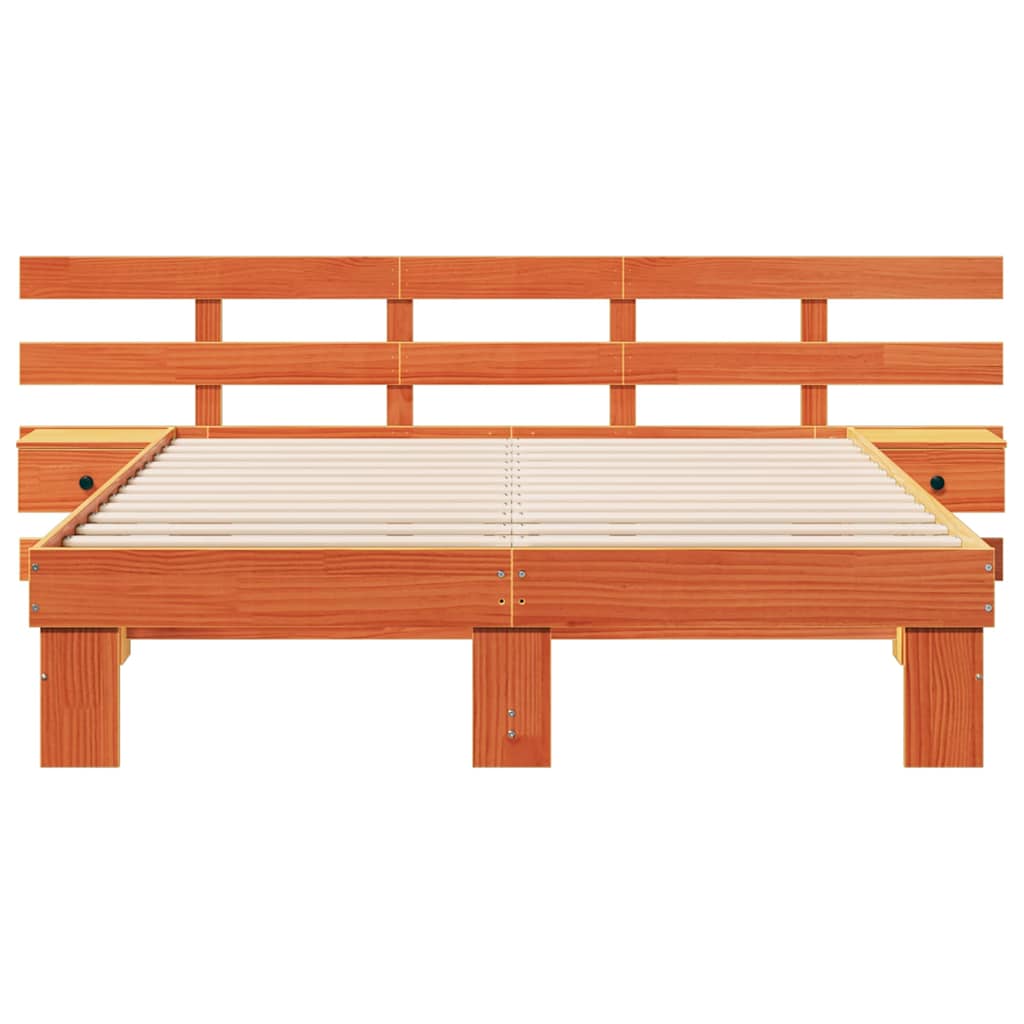 Bed Frame with Headboard Brown 160 x 200 cm Solid Pine Wood