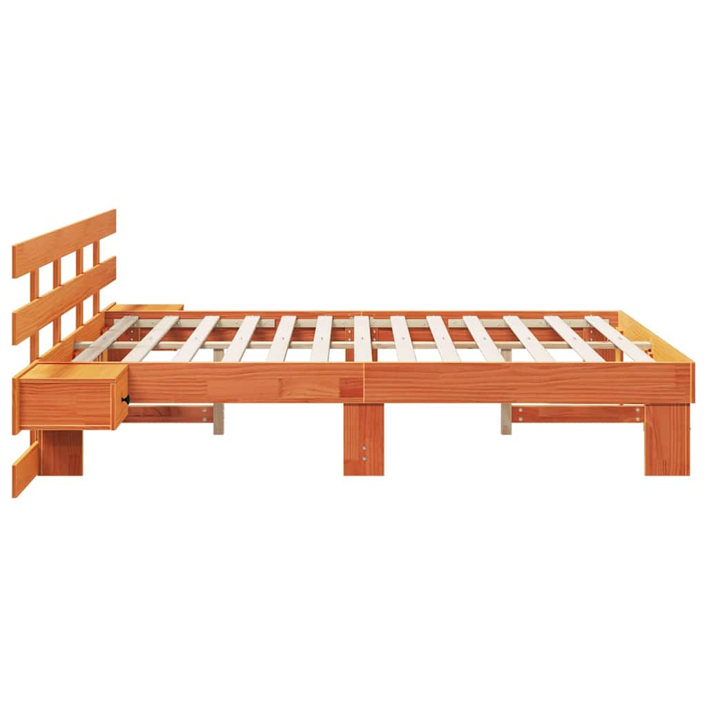 Bed Frame with Headboard Brown 160 x 200 cm Solid Pine Wood