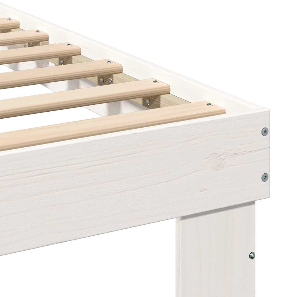 Bed Frame with Headboard White 150 x 200 cm Solid Pine Wood