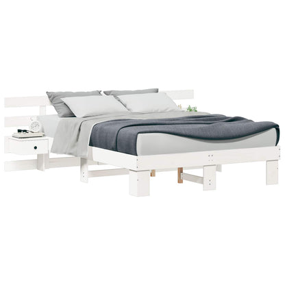 Bed Frame with Headboard White 150 x 200 cm Solid Pine Wood