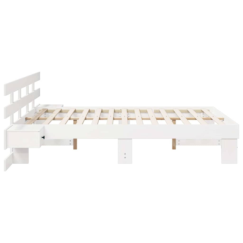 Bed Frame with Headboard White 150 x 200 cm Solid Pine Wood