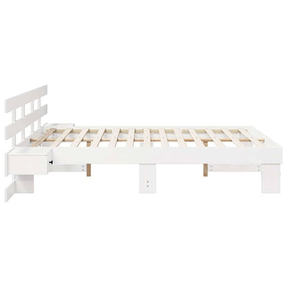 Bed Frame with Headboard White 150 x 200 cm Solid Pine Wood