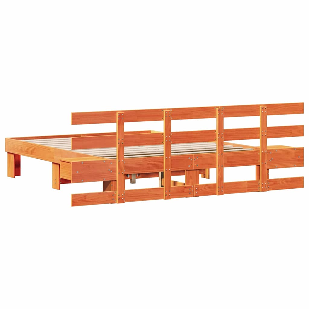 Bed Frame with Headboard Brown 150 x 200 cm Solid Pine Wood