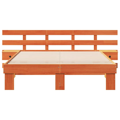 Bed Frame with Headboard Brown 150 x 200 cm Solid Pine Wood