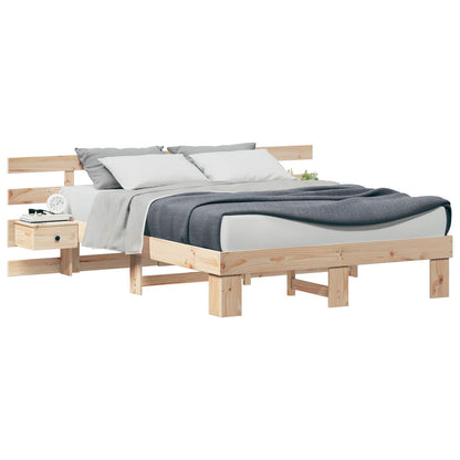 Bed Frame with Headboard Brown 140 x 200 cm Solid Pine Wood