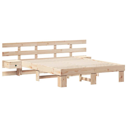 Bed Frame with Headboard Brown 140 x 200 cm Solid Pine Wood