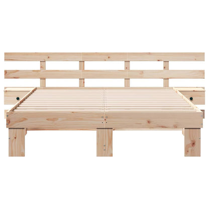 Bed Frame with Headboard Brown 140 x 200 cm Solid Pine Wood