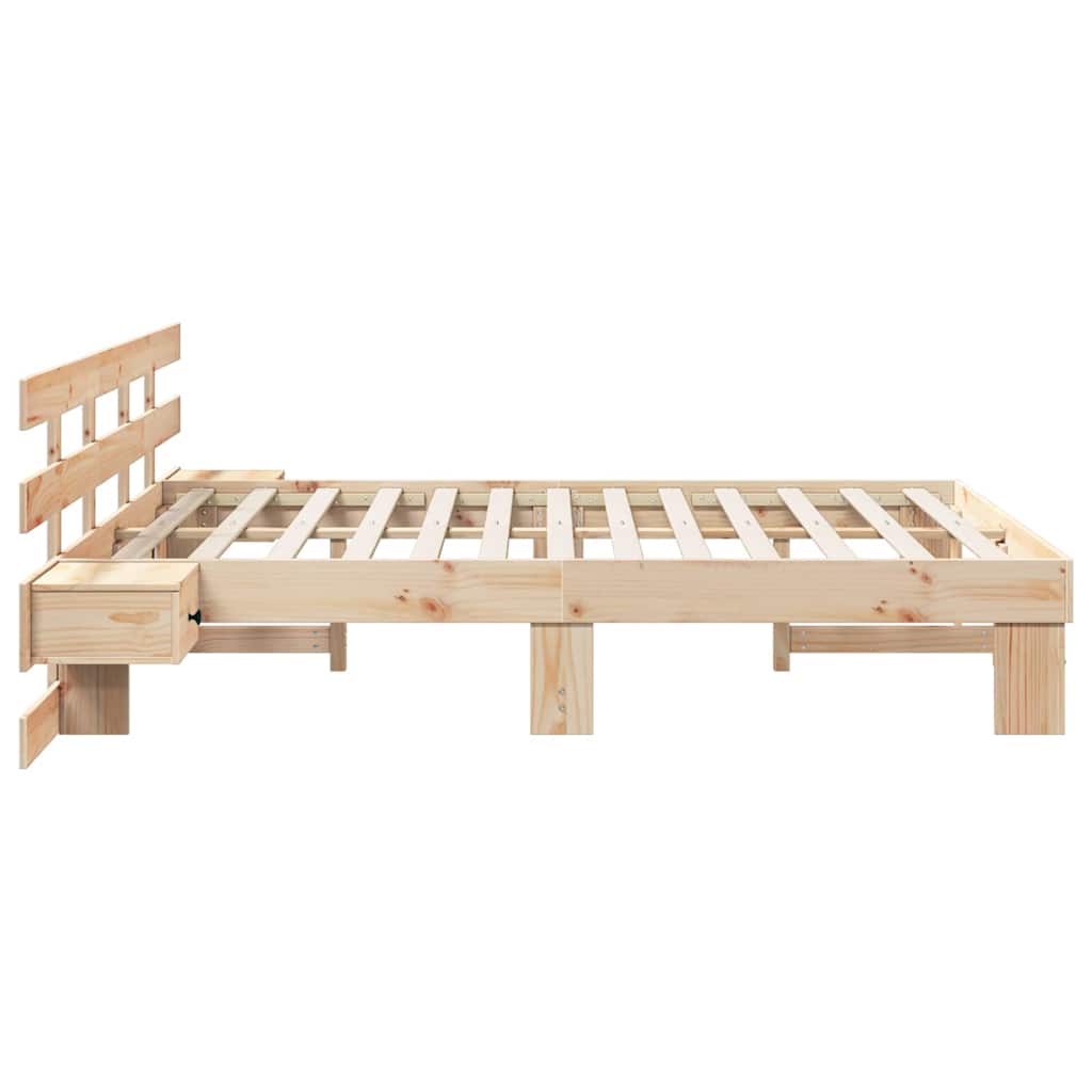 Bed Frame with Headboard Brown 140 x 200 cm Solid Pine Wood