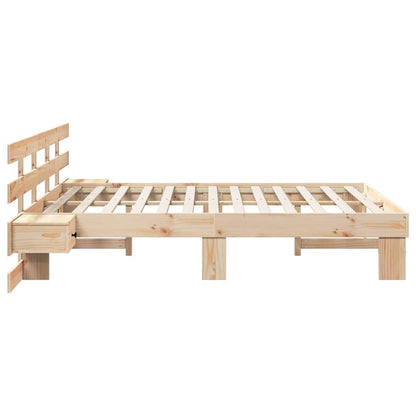 Bed Frame with Headboard Brown 140 x 200 cm Solid Pine Wood