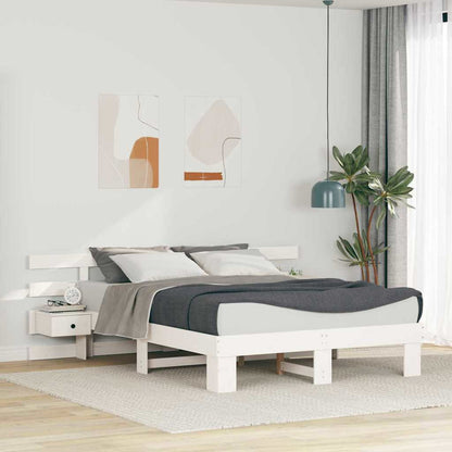 Bed Frame with Headboard White 140 x 200 cm Solid Pine Wood