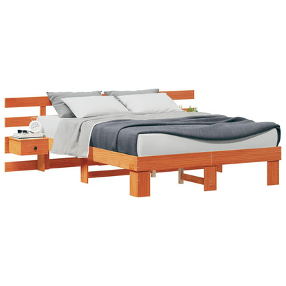 Bed Frame with Headboard Brown 140 x 200 cm Solid Pine Wood