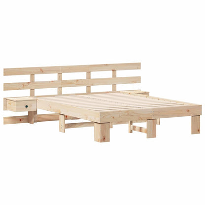 Bed Frame with Headboard Brown 120 x 200 cm Solid Pine Wood