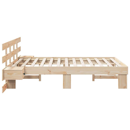 Bed Frame with Headboard Brown 120 x 200 cm Solid Pine Wood