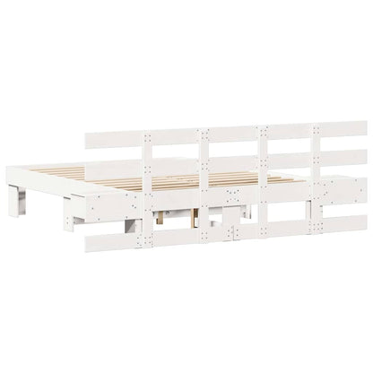 Bed Frame with Headboard White 120 x 200 cm Solid Pine Wood