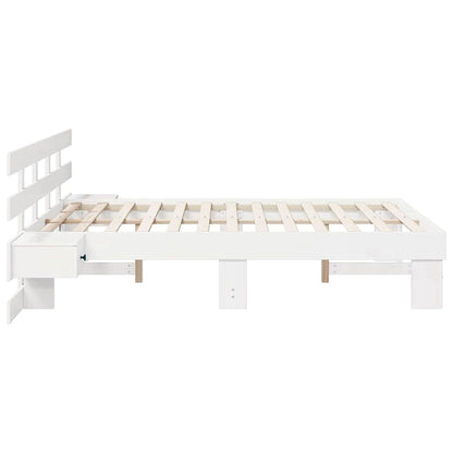 Bed Frame with Headboard White 120 x 200 cm Solid Pine Wood