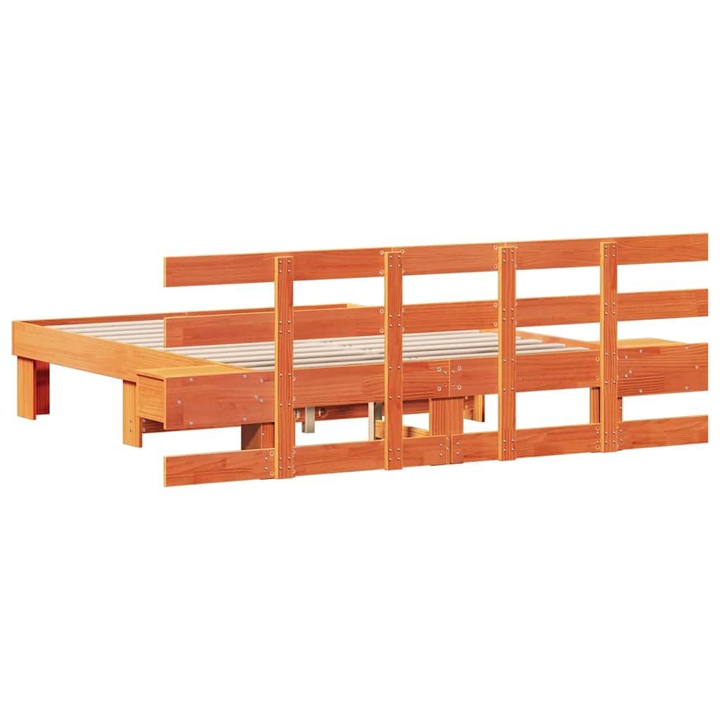 Bed Frame with Headboard Brown 120 x 200 cm Solid Pine Wood