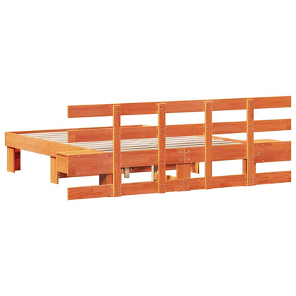 Bed Frame with Headboard Brown 120 x 200 cm Solid Pine Wood