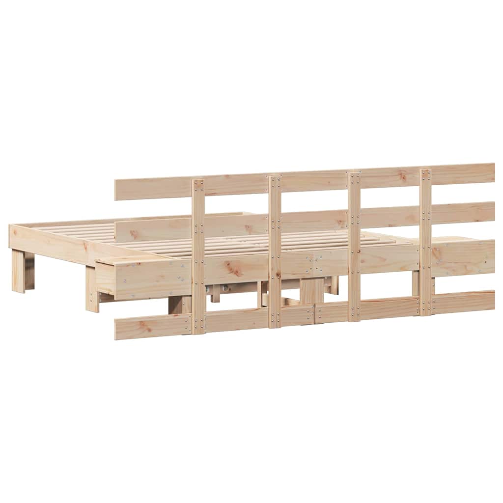 Bed Frame with Headboard Brown 140 x 190 cm Solid Pine Wood